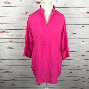 Isaac Mizrahi NY Fuchsia Pink Tunic Top V-Neck